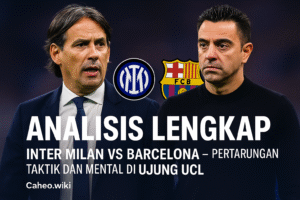 Simone Inzaghi dan Xavi Hernandez dengan ekspresi kontras pasca pertandingan Inter vs Barcelona