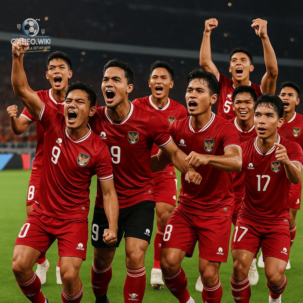 Selebrasi Timnas Indonesia setelah peluit akhir