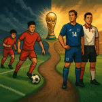 Ilustrasi dua jalur pemain menuju Piala Dunia: pembinaan lokal dan naturalisasi pemain diaspora Indonesia