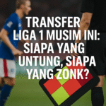 Ilustrasi bursa transfer Liga 1 Indonesia 2025 dengan pergantian pemain di lapangan – transfer untung dan zonk
