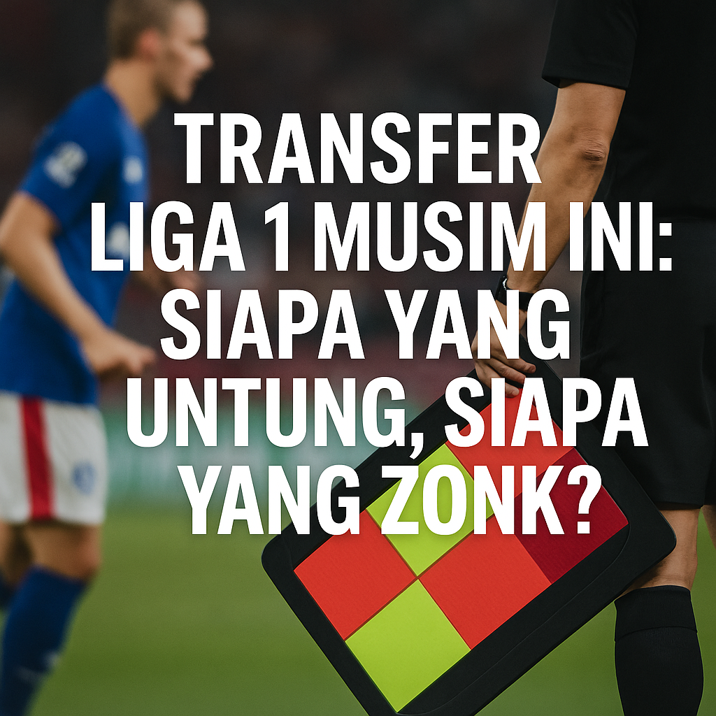 Ilustrasi bursa transfer Liga 1 Indonesia 2025 dengan pergantian pemain di lapangan – transfer untung dan zonk