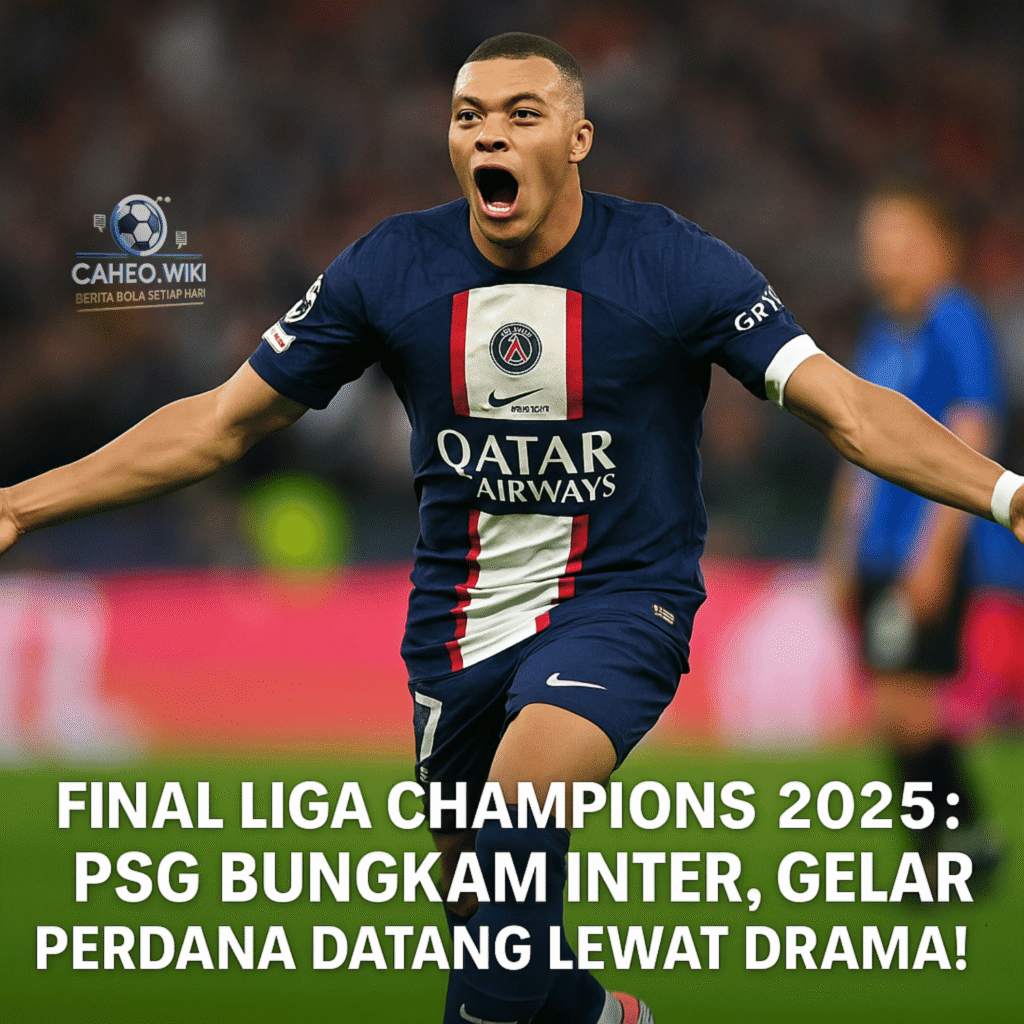 Kylian Mbappé rayakan gol untuk PSG dalam Final Liga Champions 2025 melawan Inter Milan